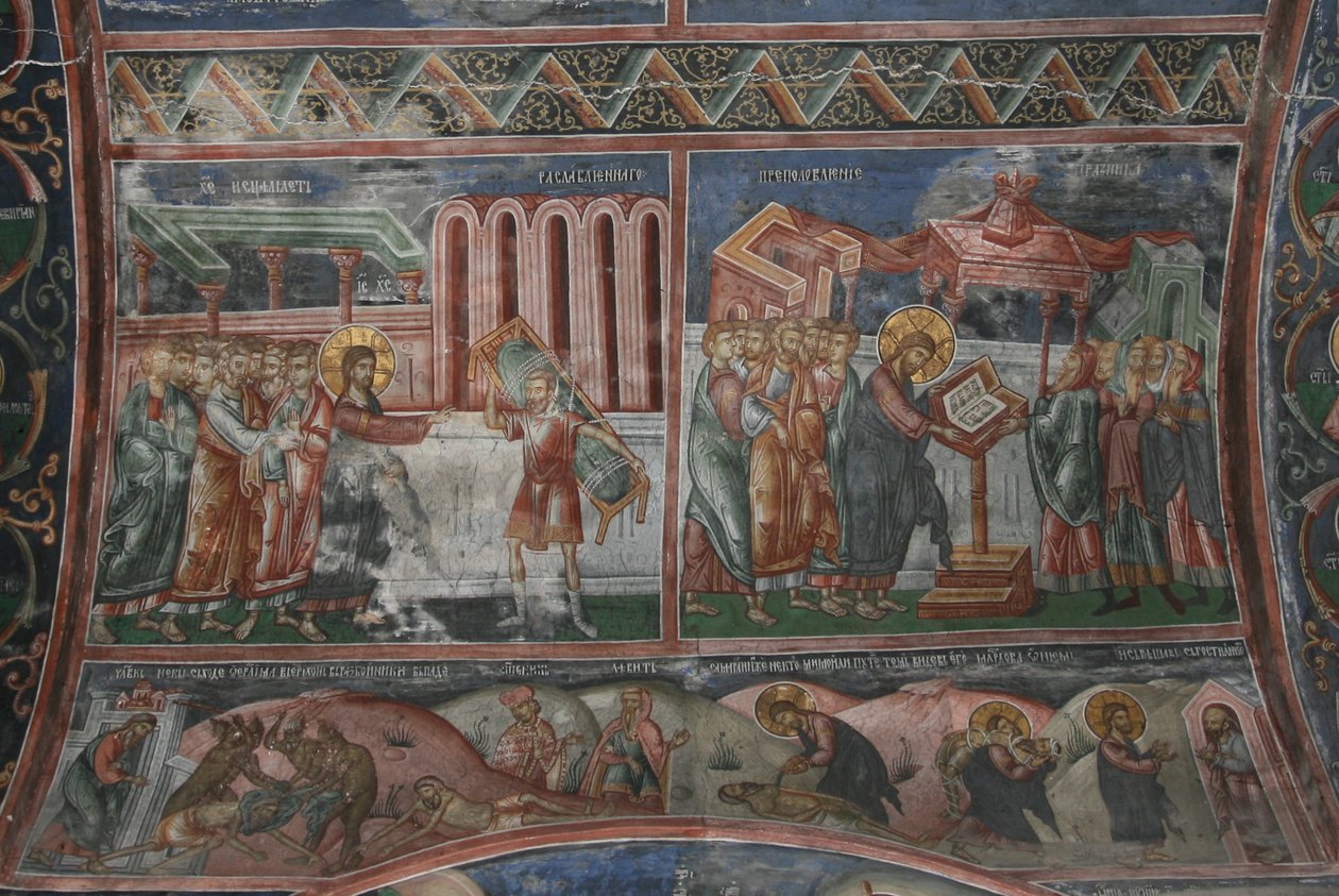 La guérison à Capharnaüm et autres scènes de la vie du Christ, 14e siècle - Unbekannt