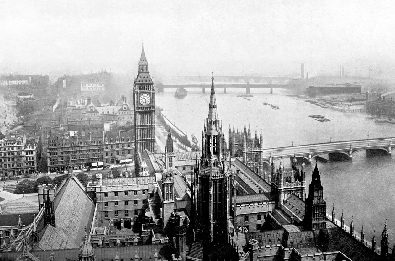 Les Chambres du Parlement, vues de la tour Victoria, Westminster, Londres, vers 1905 - Unbekannt