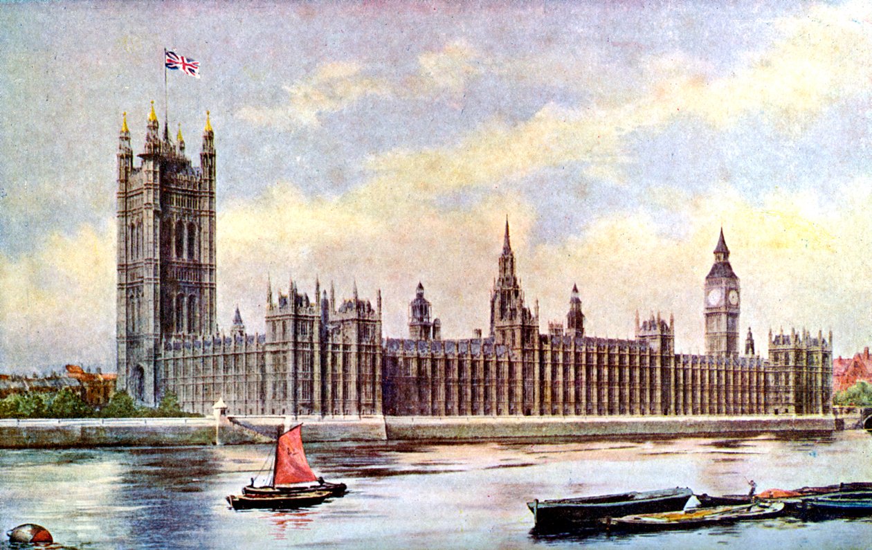 Les Chambres du Parlement depuis Lambeth Palace, Westminster, Londres, vers 1905 - Unbekannt