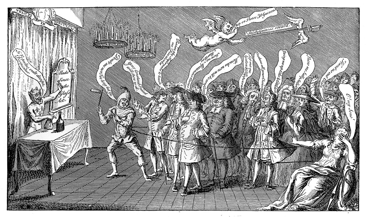 Le Magicien ou le Conjurateur de Bouteilles. Crédulité anglaise : ou, Vous êtes tous embouteillés, 1749 - Unbekannt