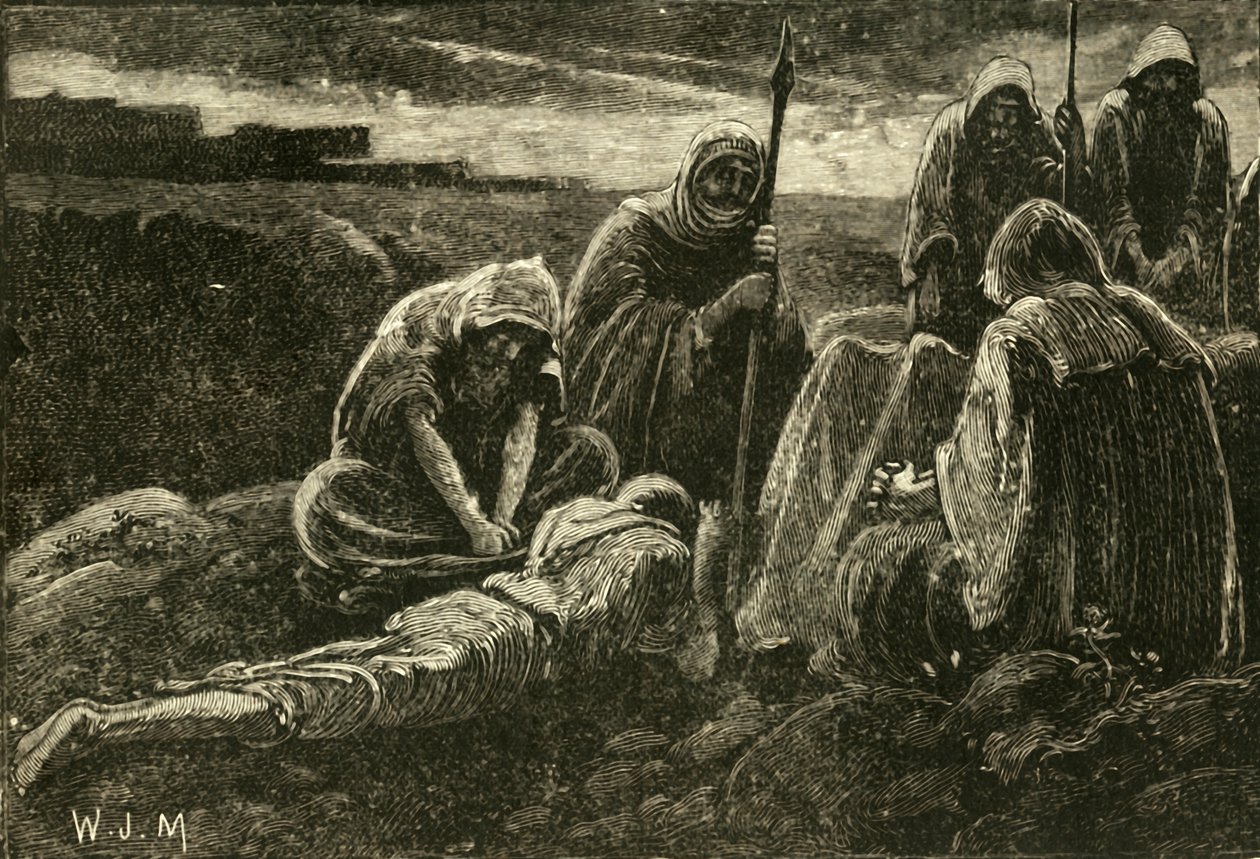 Les hommes de Jabesh pleurant sur la tombe de Saül et Jonathan, 1890 - Unbekannt