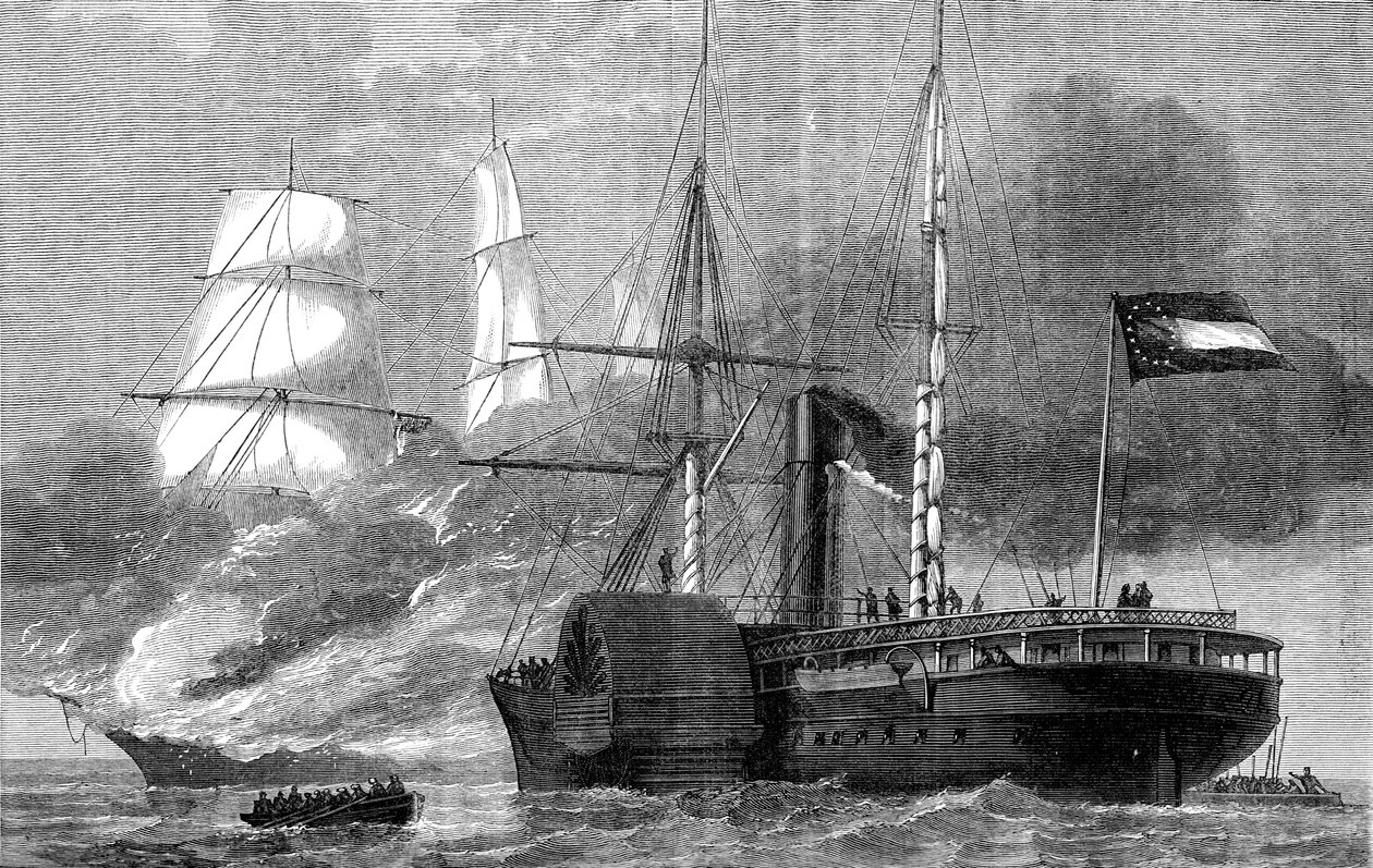 Le Nashville détruisant un marchand fédéral, Guerre civile américaine, 1861-1862, vers 1880 - Unbekannt