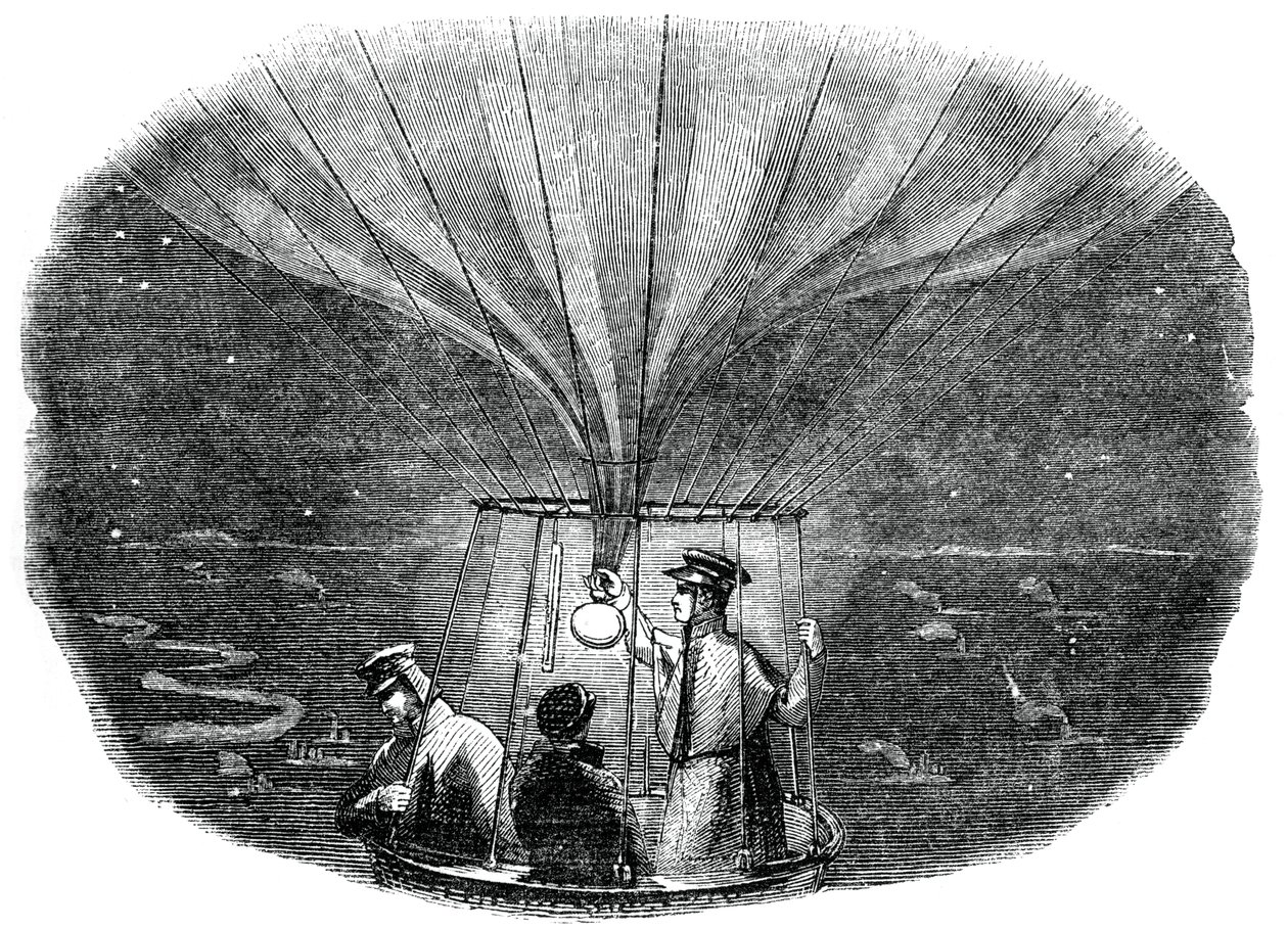 Le ballon Nassau passant au-dessus de Liège la nuit, 1836 - Unbekannt