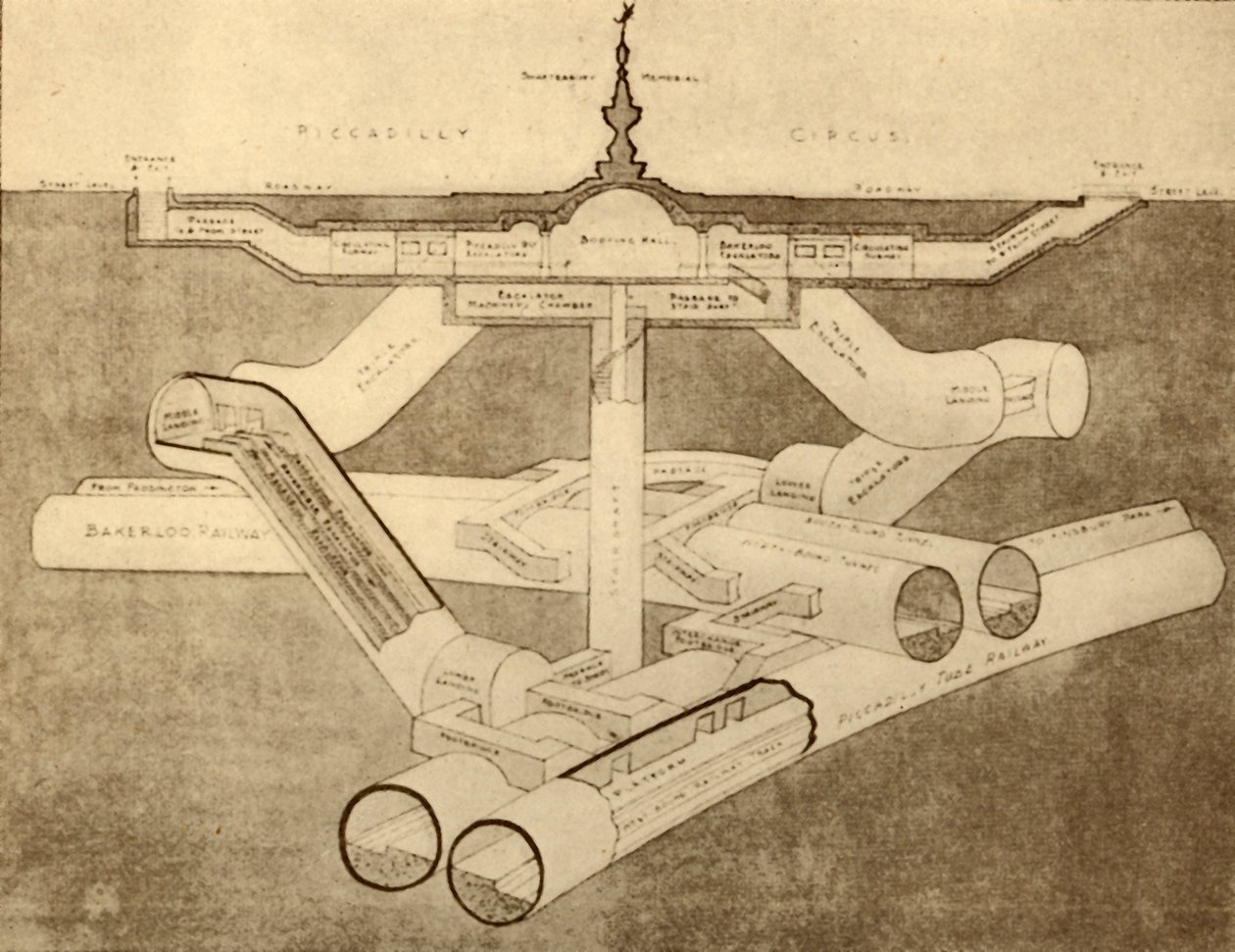 La nouvelle station de métro Piccadilly Circus, 1930 - Unbekannt