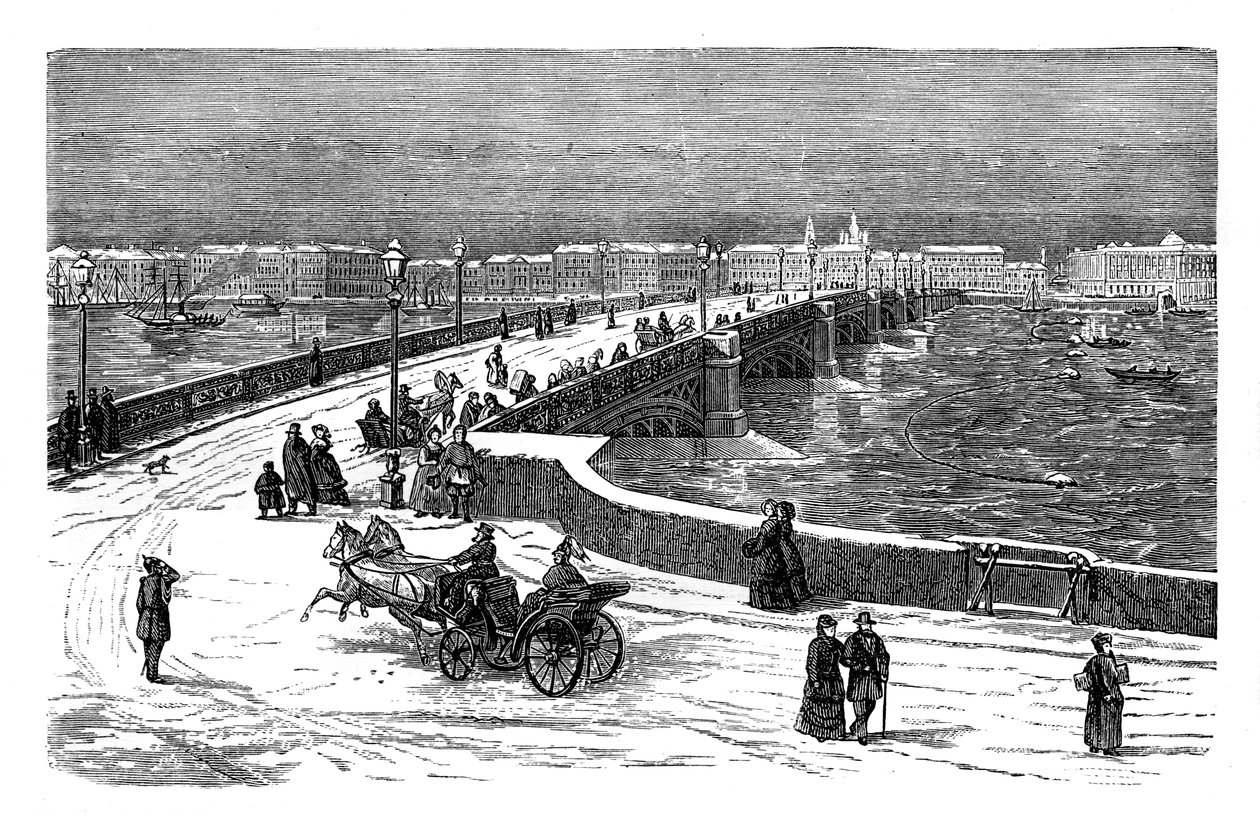 Le Pont Nicolai sur la Rivière Neva, Saint-Pétersbourg, Russie, vers 1888 - Unbekannt