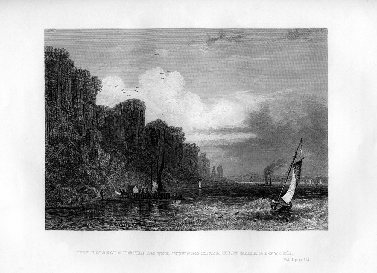Les rochers de Palisade sur la rivière Hudson, rive ouest, New York, 1855 - Unbekannt