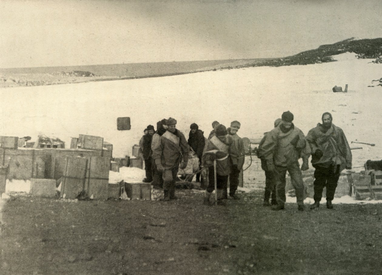 Le groupe qui a gravi le mont Erebus quittant la hutte, 1908, 1909 - Unbekannt