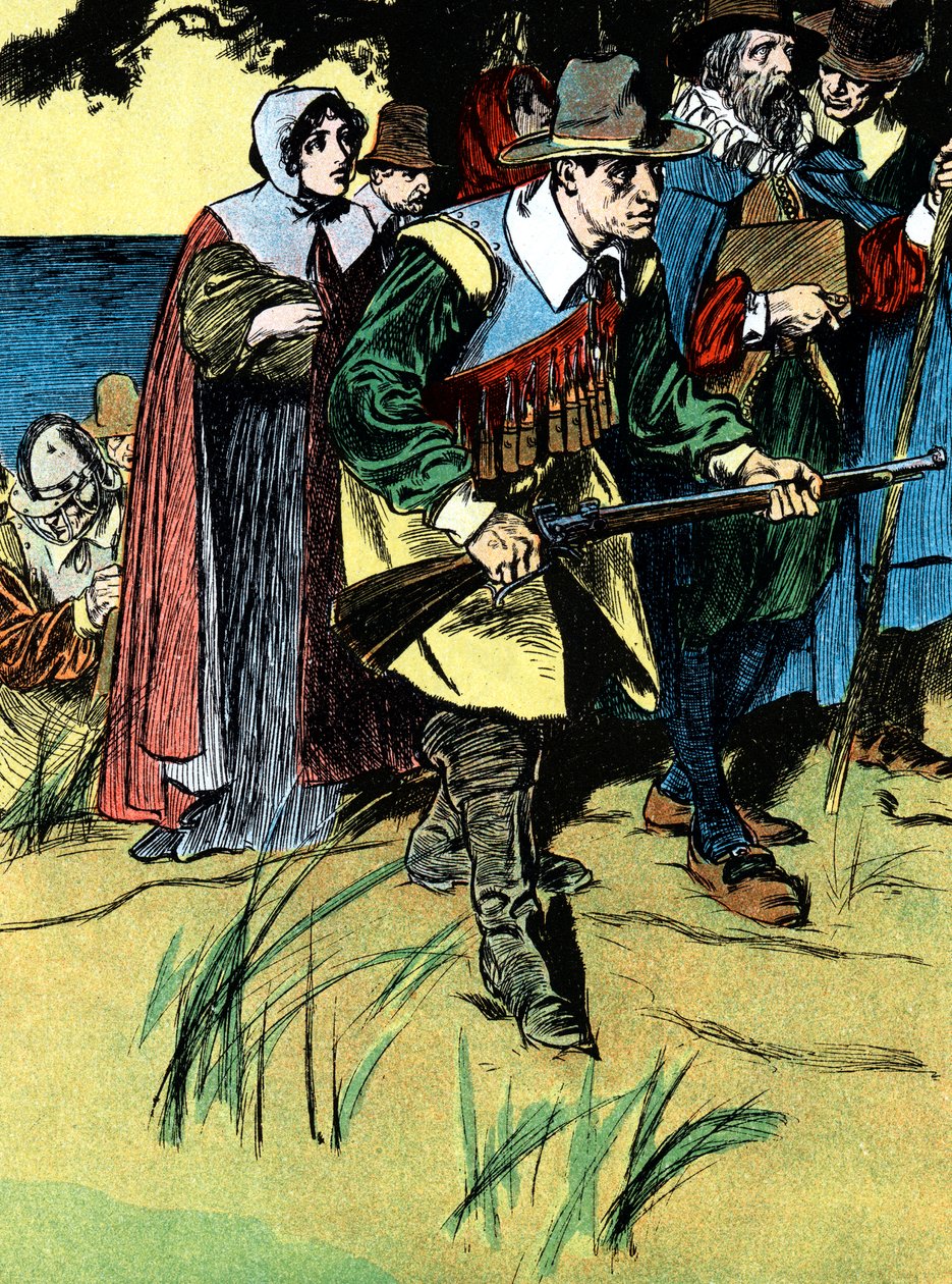 Les Pères pèlerins après leur arrivée en Amérique, 1620 c1900 - Unbekannt