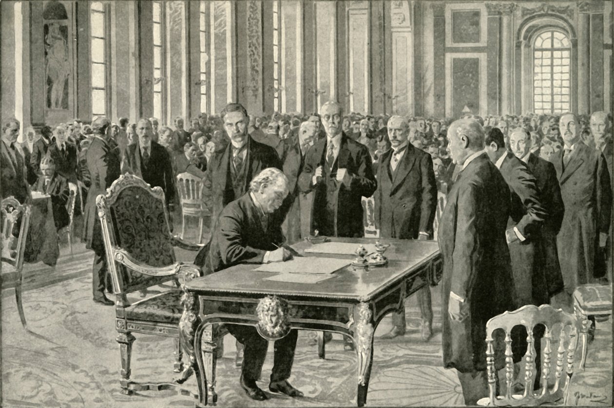 Le Premier Ministre de Grande-Bretagne signant le traité de paix, 1919 - Unbekannt