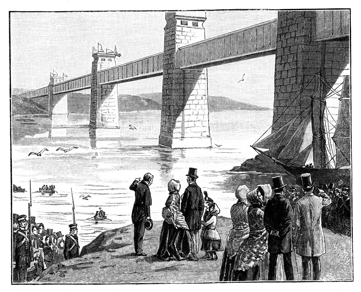 La visite de la reine au pont tubulaire Britannia, Pays de Galles, vers 1888 - Unbekannt