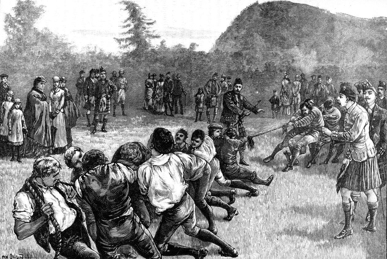 La famille royale dans les Highlands, tir à la corde - fin du 19e siècle, 1900 - Unbekannt