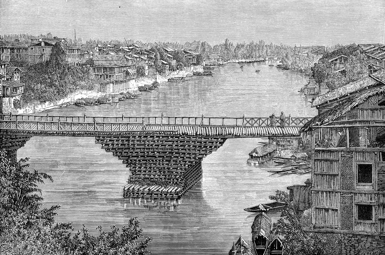 Le pont de Srinagar sur la rivière Jhelum, Pakistan, 1895 - Unbekannt
