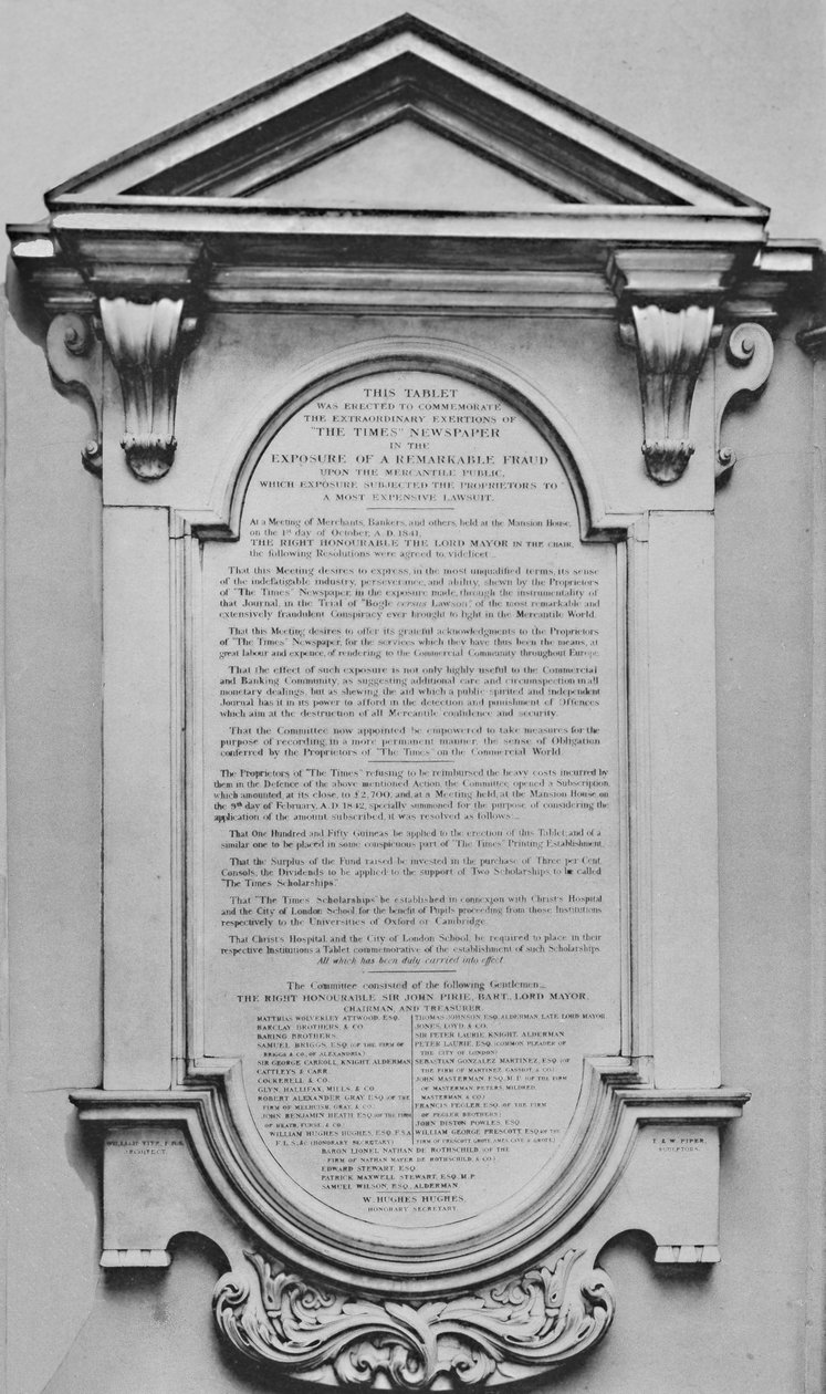 Le mémorial du Times à Lloyds, vers 1800, 1928 - Unbekannt