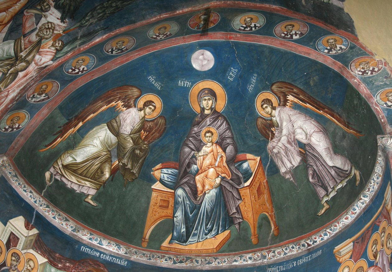 La Vierge en trône avec le Christ Emmanuel avec les archanges Michel et Gabriel - Unbekannt