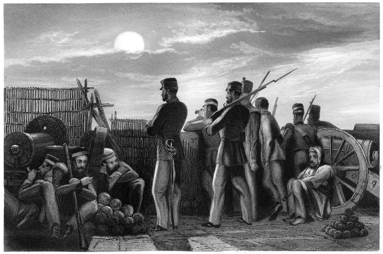 Les défenseurs en alerte, batterie à Lucknow, 1857 - Unbekannt