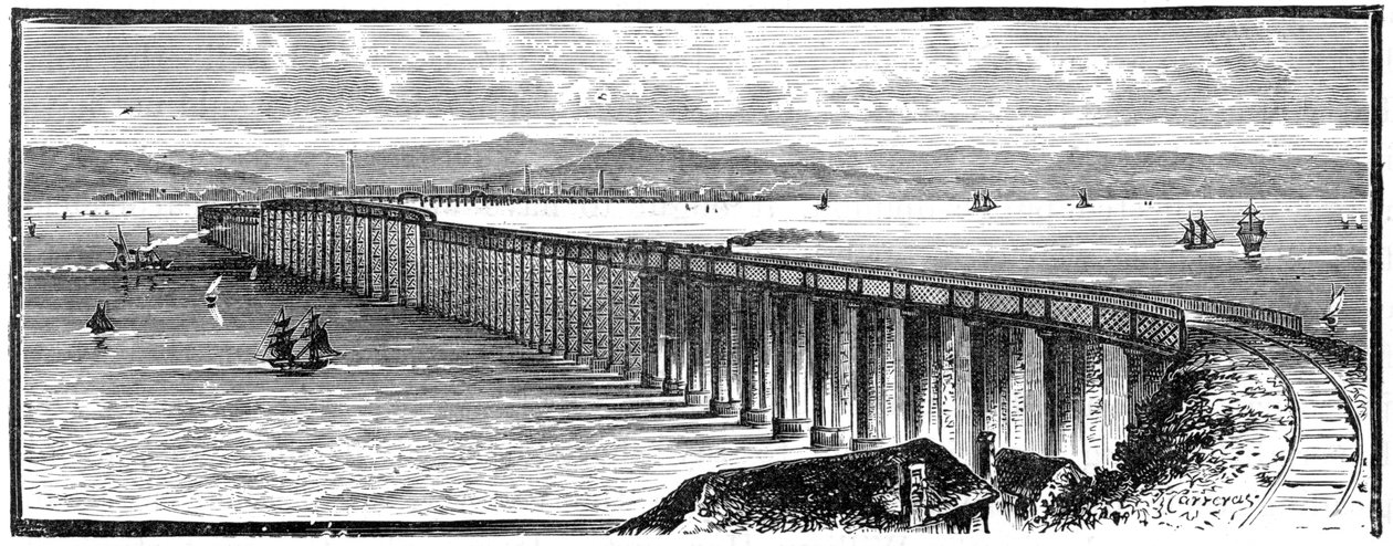 Le premier pont de Tay vu du sud, Écosse, 1900 - Unbekannt
