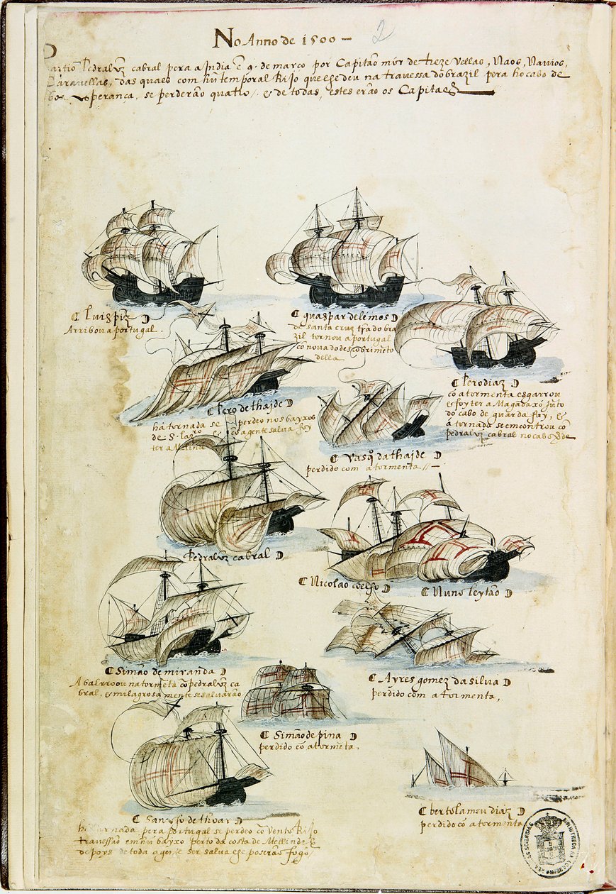 La flotte de Pedro Álvares Cabral en 1500. De Livro das Armadas - Unbekannt
