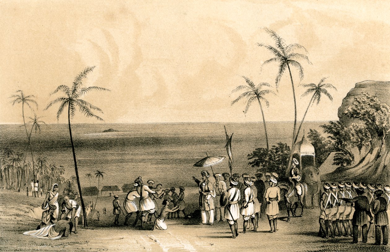 Les marchands de Calicut saisis et enchaînés à un rocher stérile par ordre de Tippoo Saib, 1847 - Unbekannt