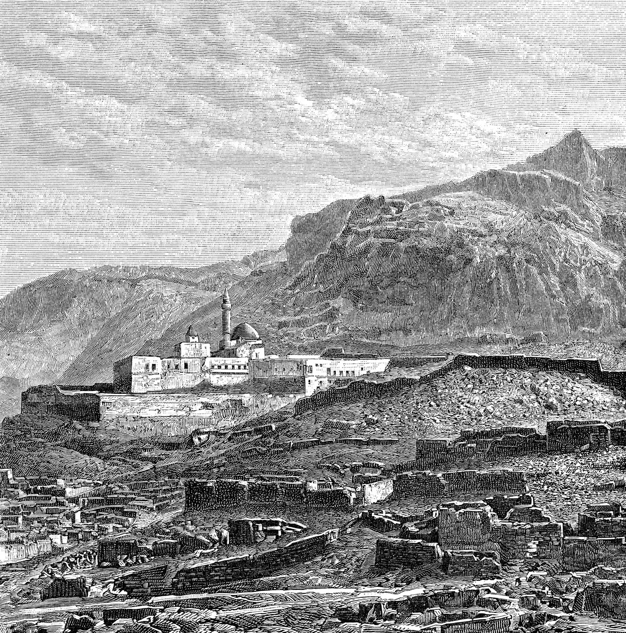 La mosquée et le quartier en ruine de Bayazid Dogubayazit, Turquie, 1895 - Unbekannt