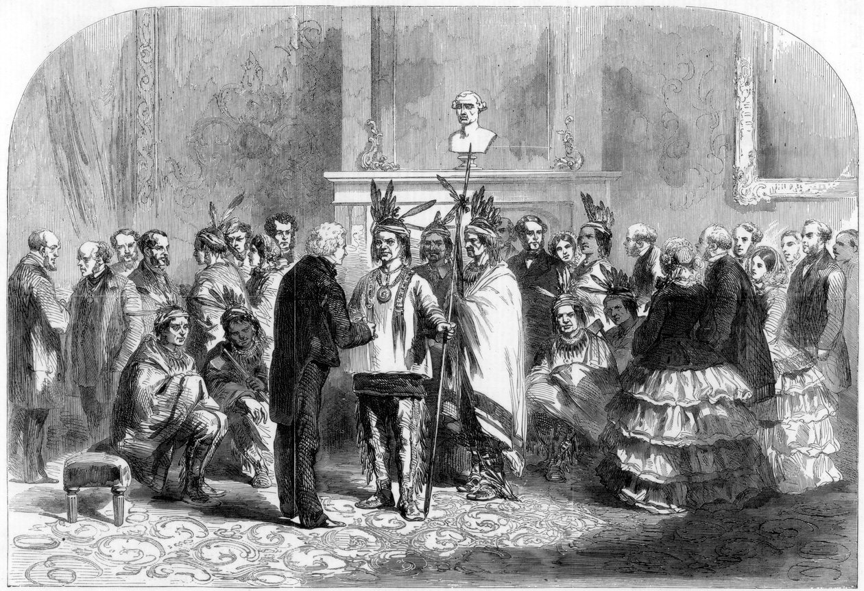 Le président des États-Unis incitant les tribus hostiles à se serrer la main, 1858 - Unbekannt