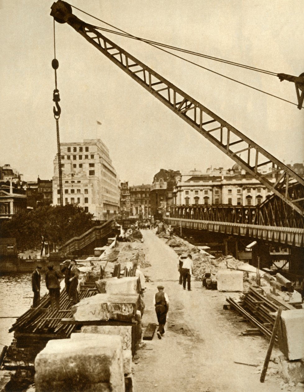 La reconstruction du pont de Waterloo, Londres, 1934 - Unbekannt