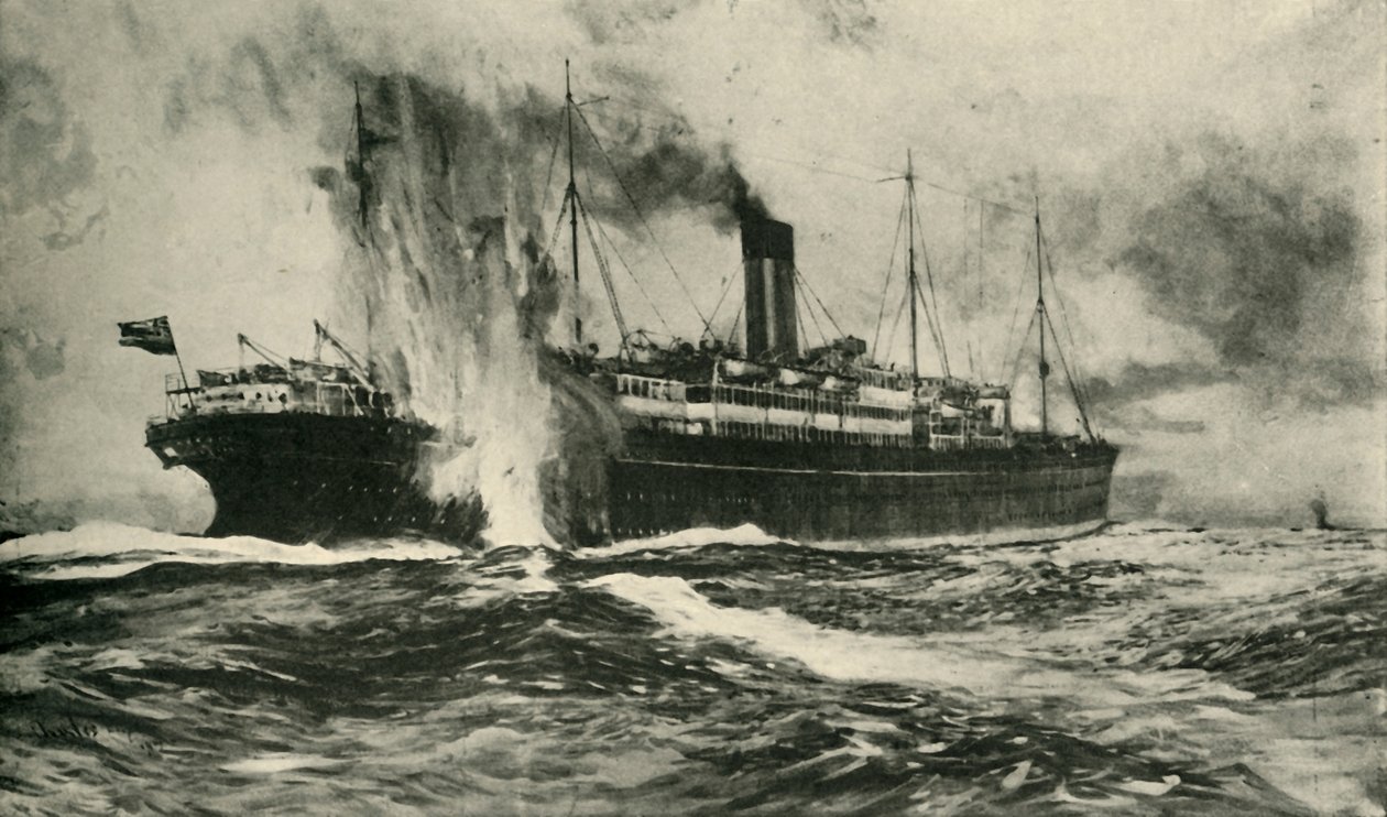 Le naufrage du SS Arabic, Première Guerre mondiale, 19 août 1915, vers 1920 - Unbekannt
