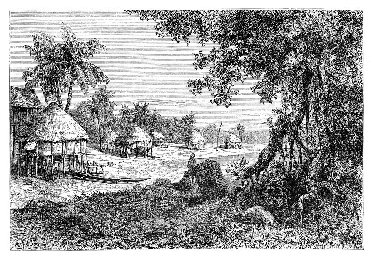 Le village de Sawi, Car-Nicobar, îles Nicobar, Inde, 1895 - Unbekannt