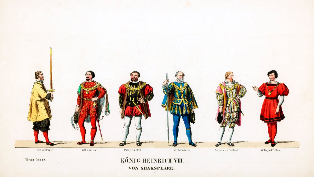 Costumes de théâtre pour la pièce de Shakespeare, Henry VIII, 19ème siècle - Unbekannt