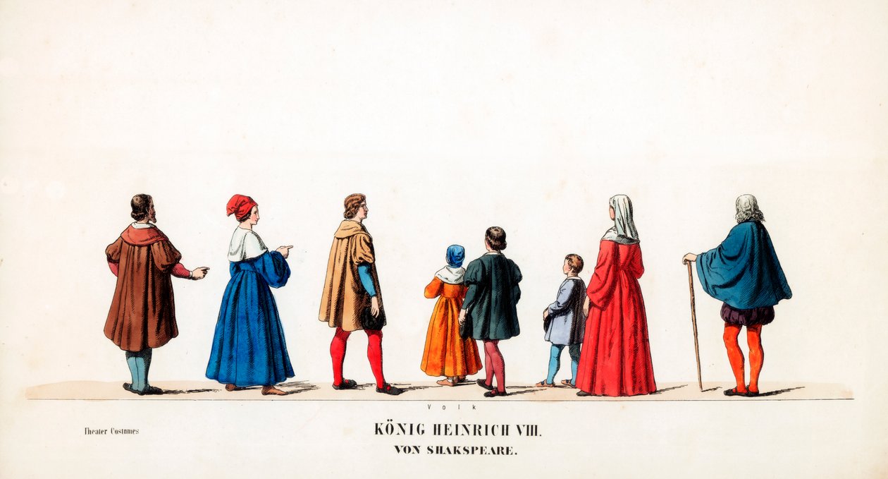 Costumes de théâtre pour la pièce de Shakespeare, Henry VIII, 19ème siècle - Unbekannt