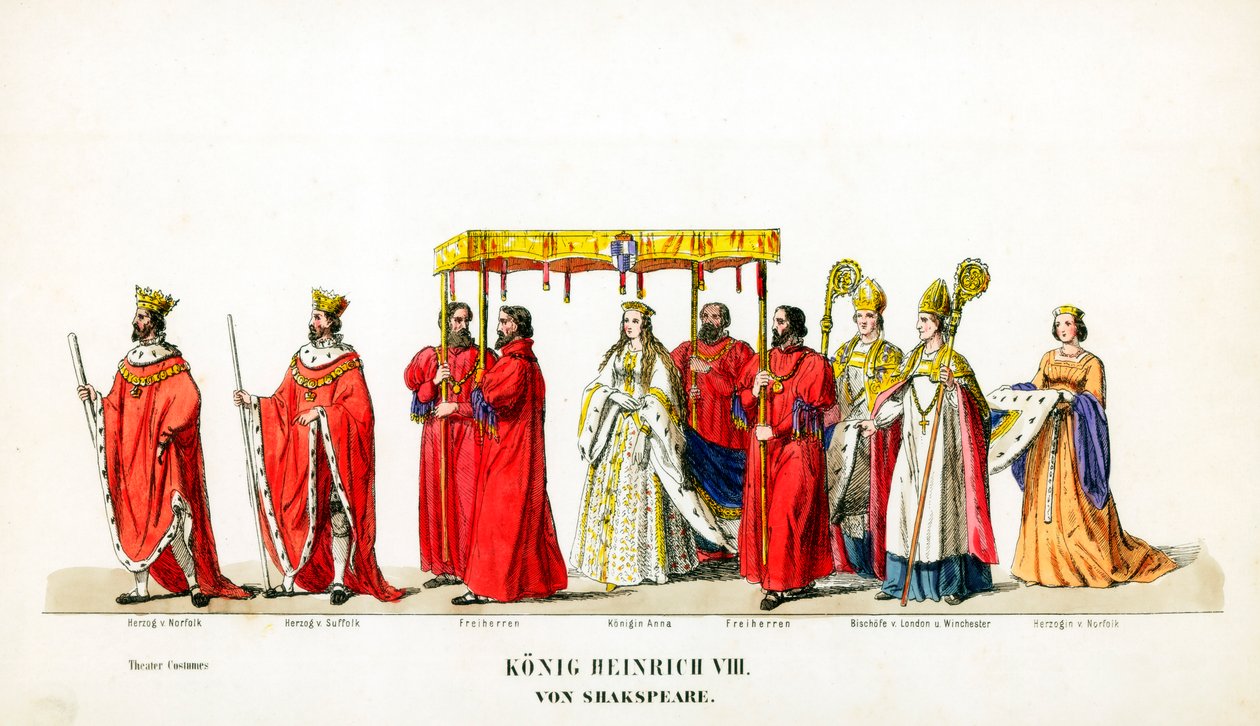 Costumes de théâtre pour la pièce de Shakespeare, Henry VIII, 19ème siècle - Unbekannt