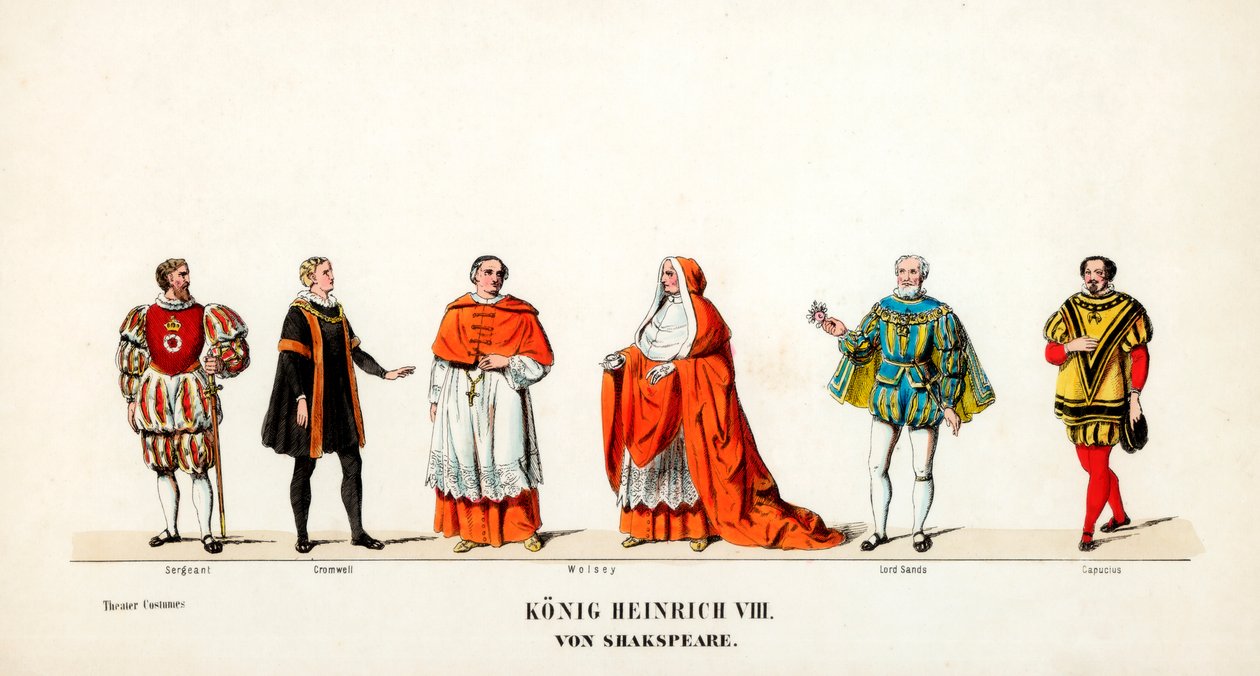 Conceptions de costumes de théâtre pour la pièce de Shakespeare, Henri VIII, XIXe siècle - Unbekannt