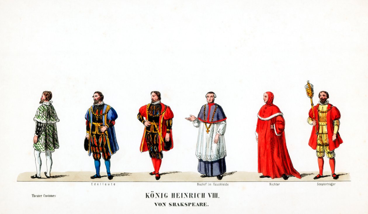 Conceptions de costumes de théâtre pour la pièce de Shakespeare, Henry VIII, 19e siècle - Unbekannt