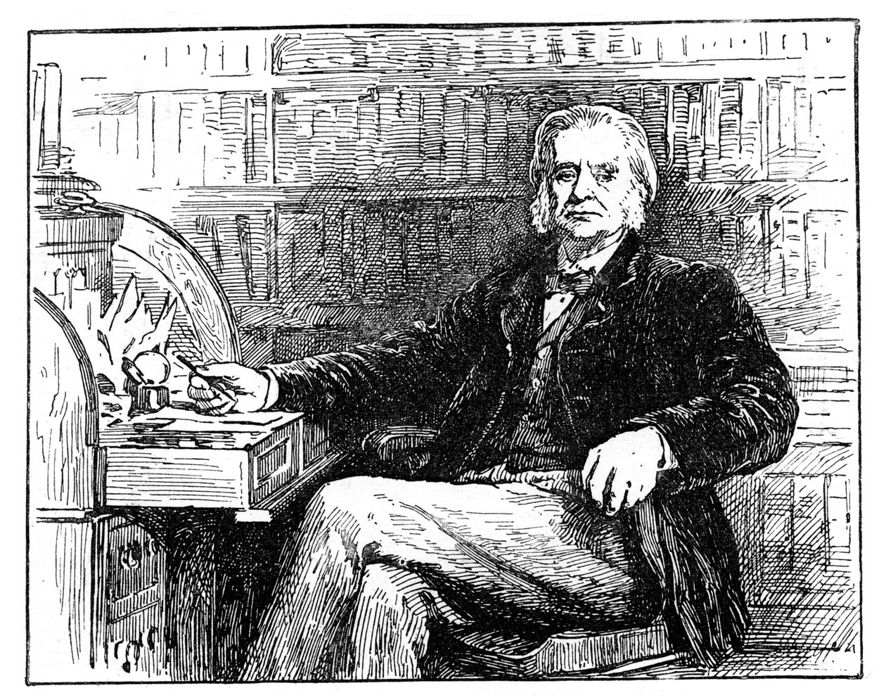 Thomas Henry Huxley, biologiste britannique, à son bureau, vers 1880 - Unbekannt