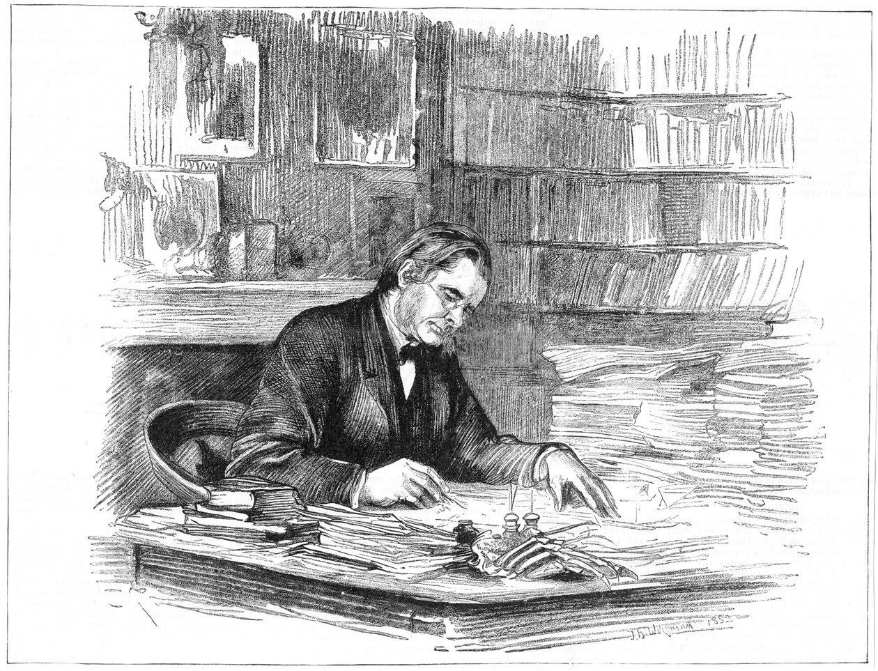 Thomas Henry Huxley, biologiste britannique, à son bureau en 1882-1883 - Unbekannt