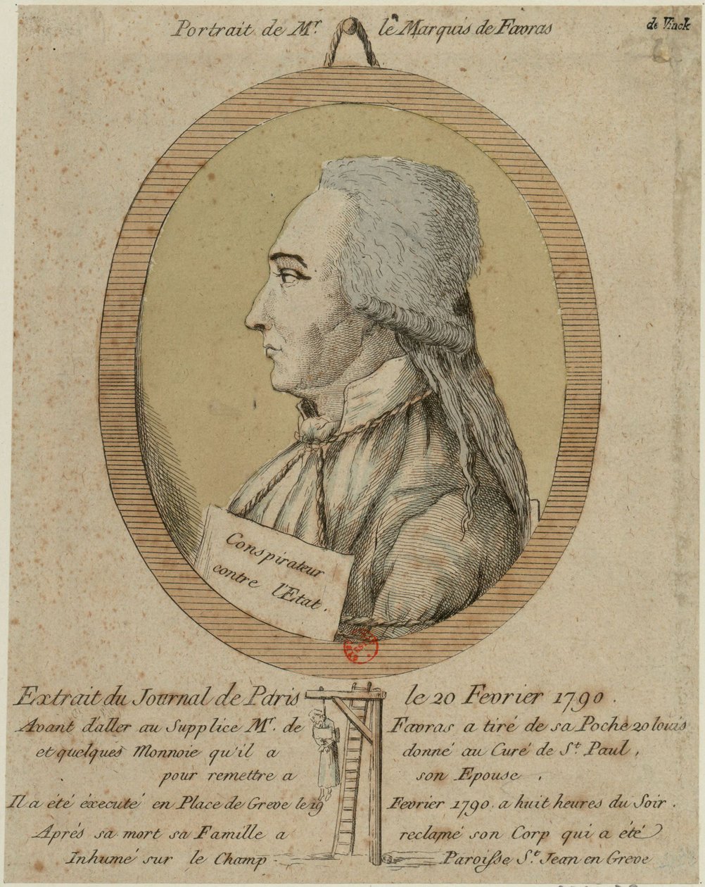Thomas de Mahy, Marquis de Favras 1744-1790. Du Journal de Paris le 20 février 1790, 1790 - Unbekannt