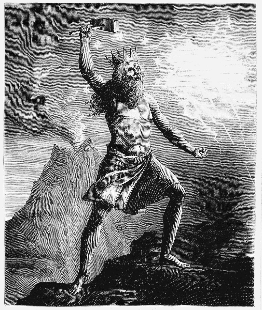 Thor, dieu du tonnerre dans le panthéon scandinave, brandissant son marteau, 1874 - Unbekannt