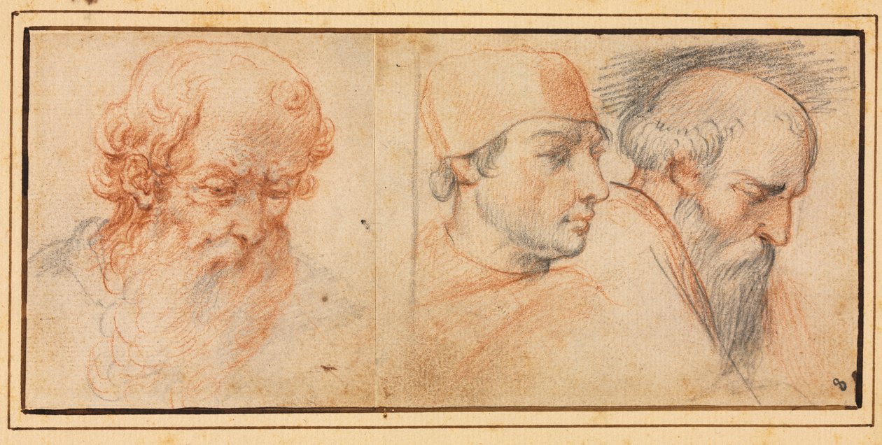 Trois études de tête, 1600s - Unbekannt