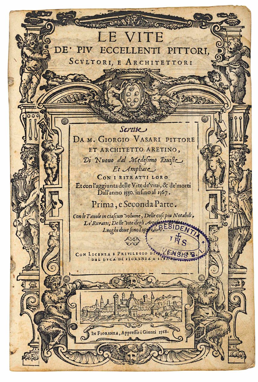 Page de titre de : Giorgio Vasari, Les Vies des plus excellents peintres, sculpteurs italiens, 1568 - Unbekannt