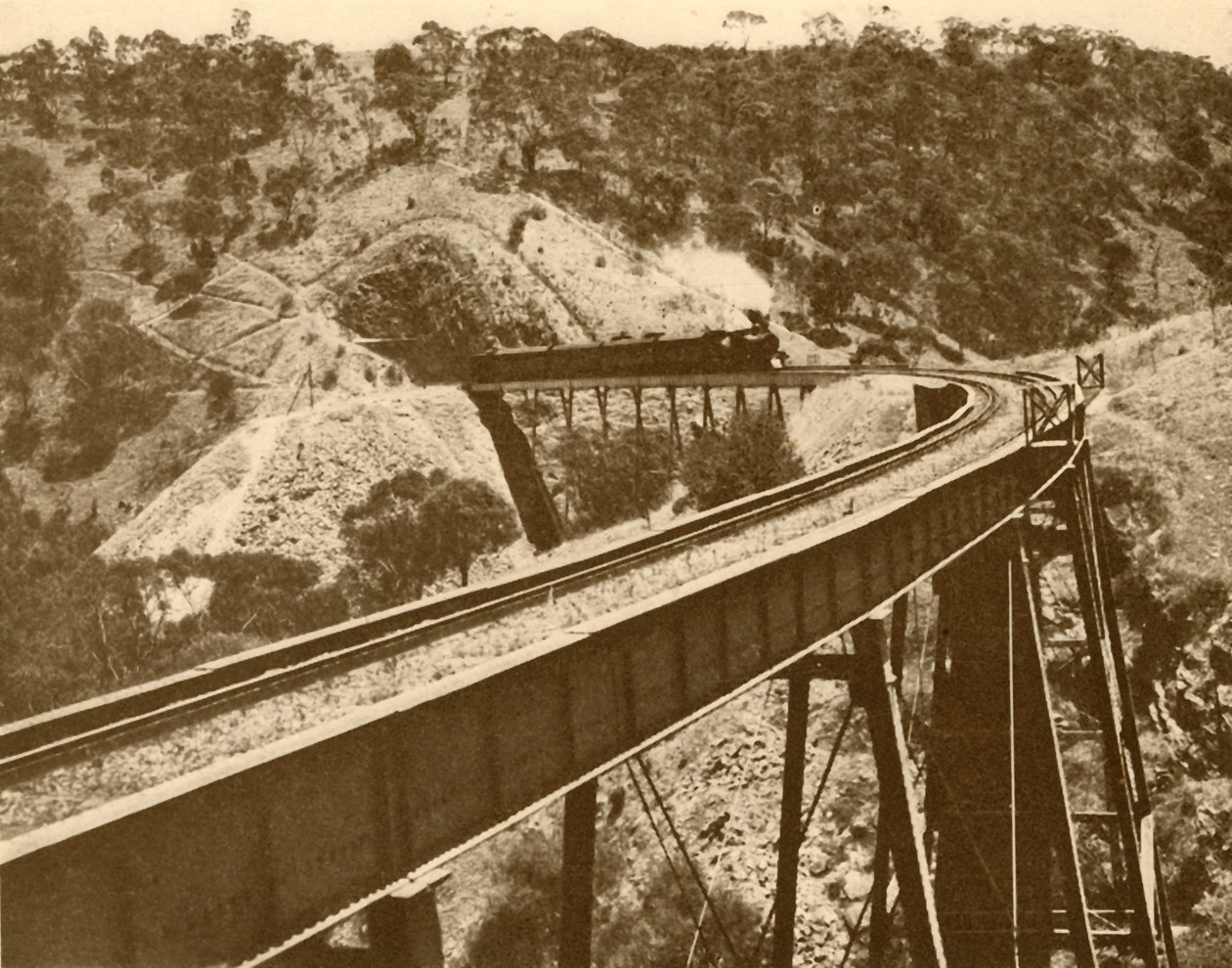 Train passant sur le viaduc, chaîne de Mount Lofty, Australie du Sud, 1930 - Unbekannt
