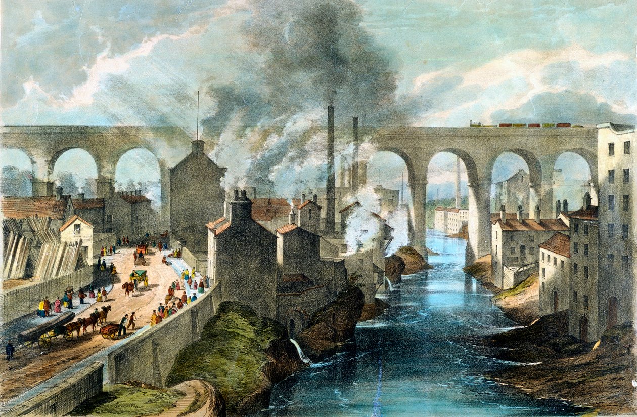 Train traversant le viaduc de Stockport sur le London & North Western Railway - Unbekannt