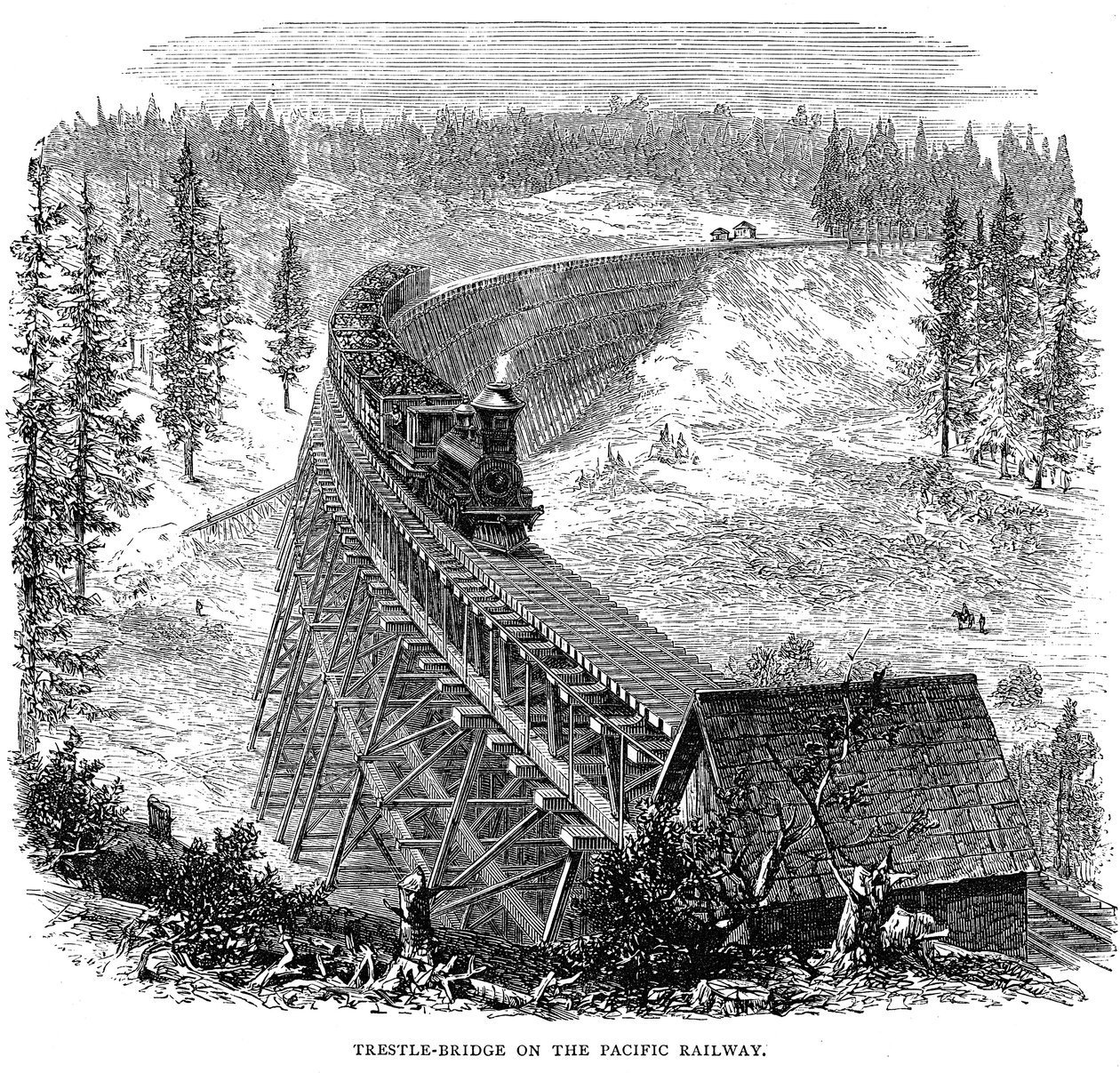 Pont en treillis sur le chemin de fer Union Pacific, USA, 1876 - Unbekannt