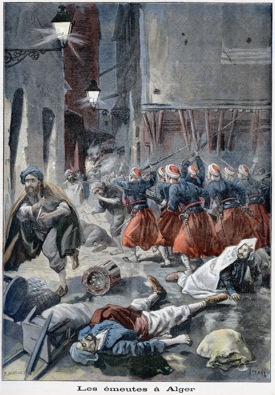 Troupes tentant de dégager les rues lors des émeutes anti-juives, Alger, Algérie, 1898 - Unbekannt