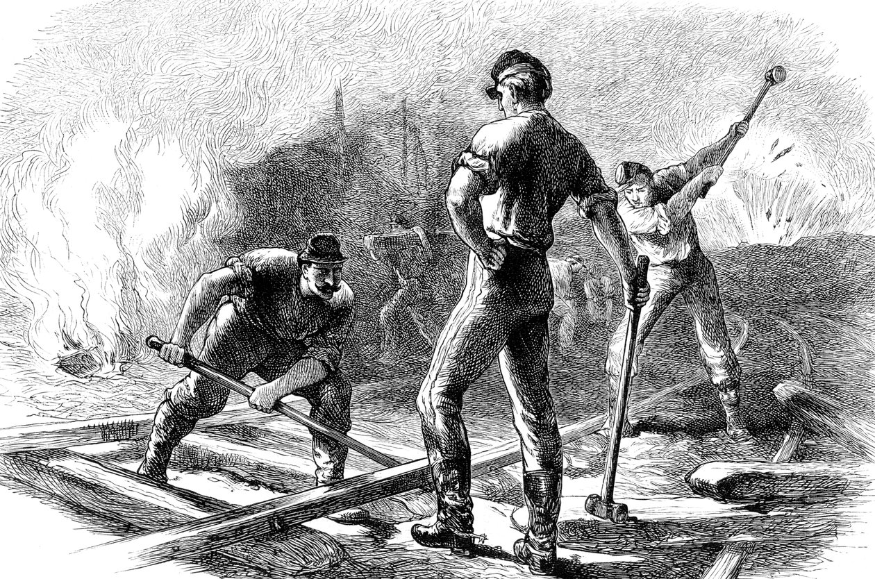 Troupes déchirant une voie ferrée, guerre civile américaine, 1861-1865 vers 1880 - Unbekannt