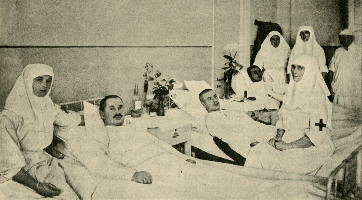 La Tsarine Alexandra soignant des soldats blessés, 1914, vers 1920 - Unbekannt