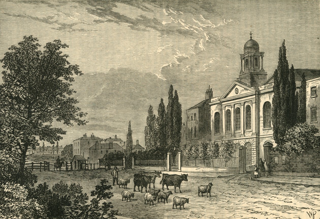 Péage sur la route de Hampstead, et église St. James, en 1820, vers 1876 - Unbekannt