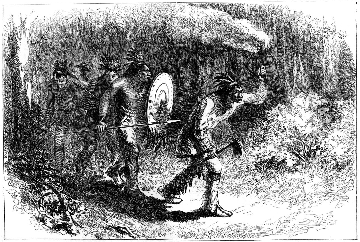 Indiens Tuscarora traquant des fugitifs, fin 17e-début 18e siècle, vers 1880 - Unbekannt