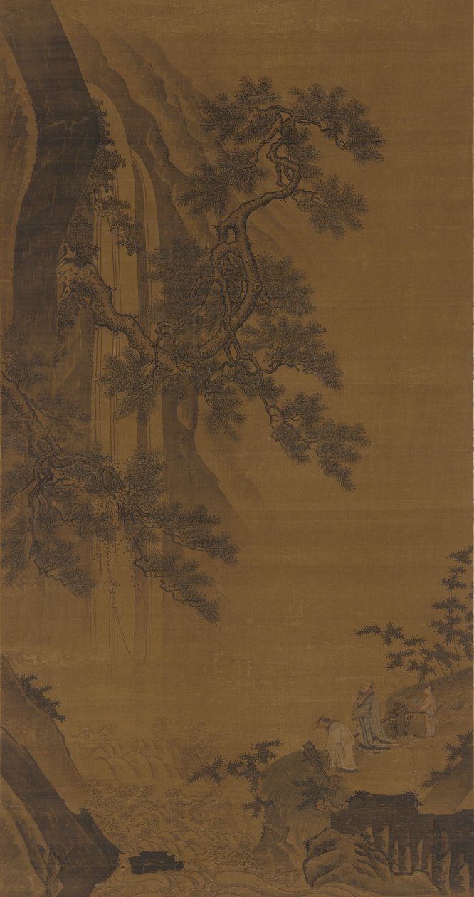 Deux gentilshommes contemplant une cascade, dynastie Ming, 16e siècle - Unbekannt