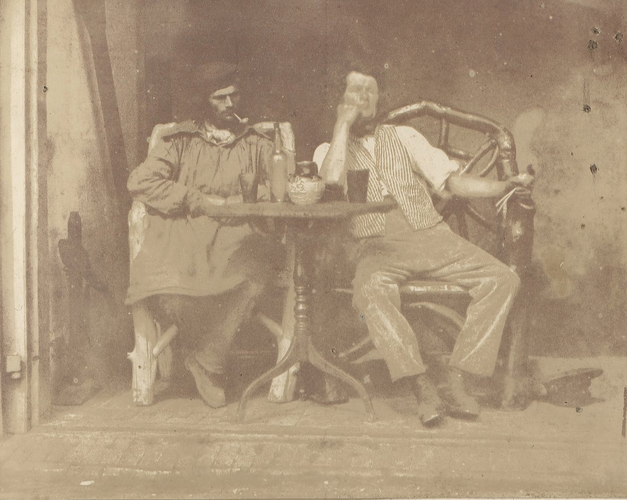 Deux hommes assis à une table, années 1850 - Unbekannt