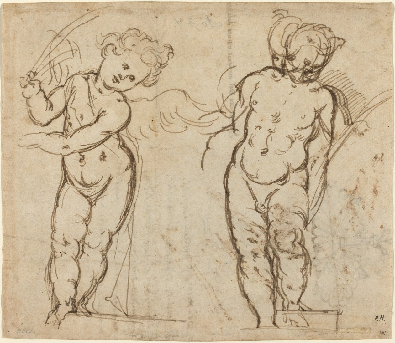 Deux putti debout [recto] - Unbekannt