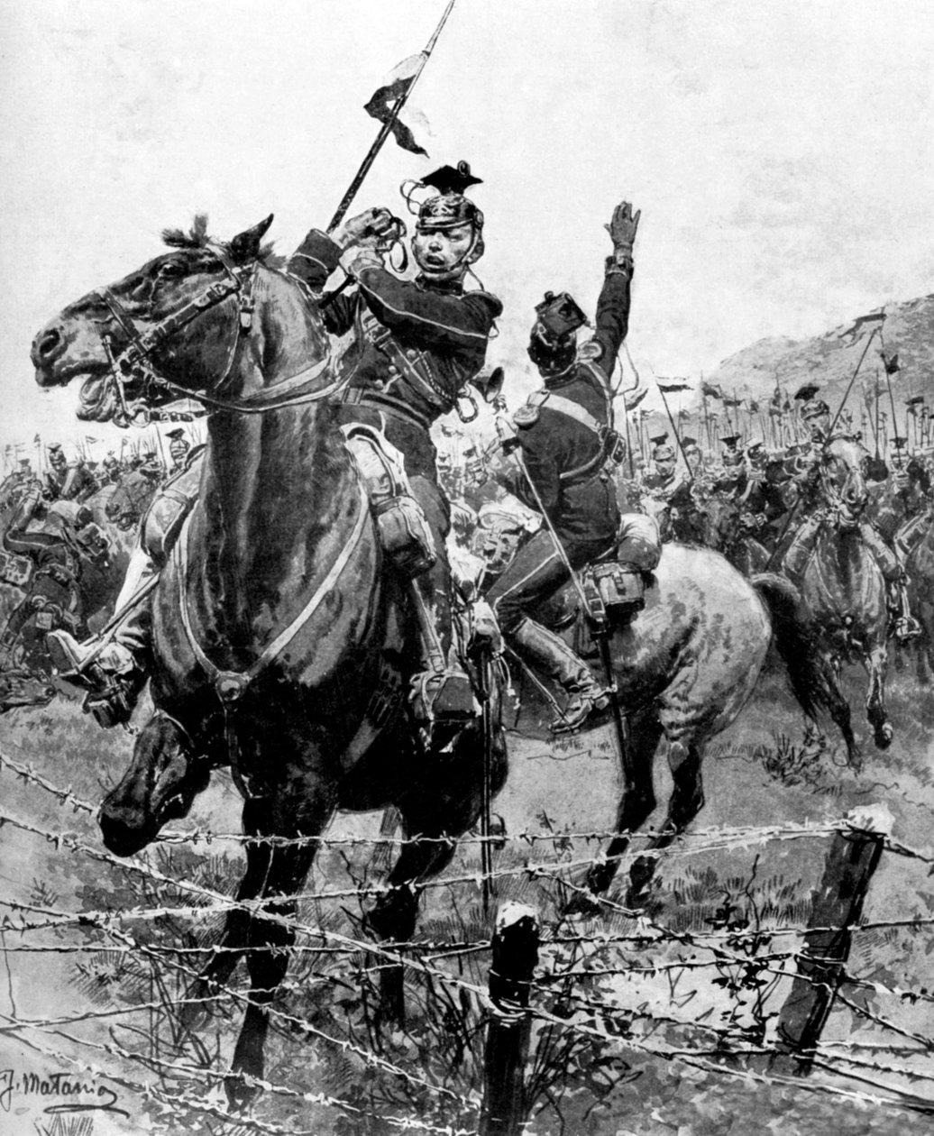 Uhlans arrêtés par des barbelés près de Liège, Belgique, Première Guerre mondiale, 1914 - Unbekannt
